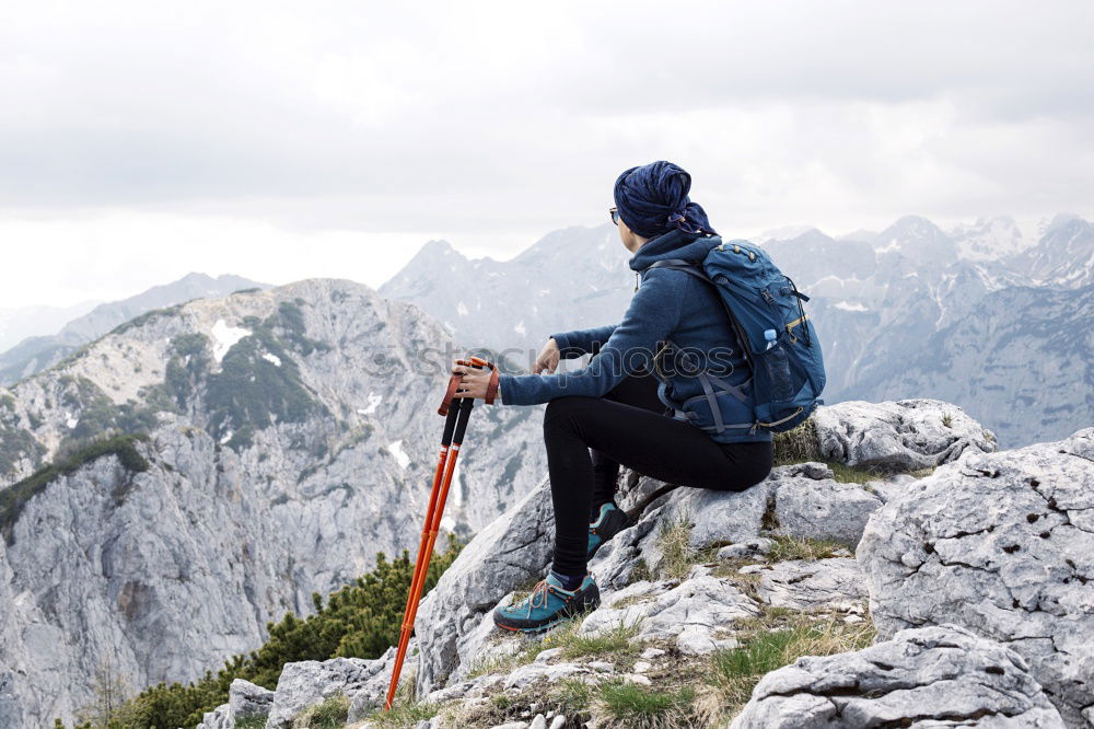 Young woman on the via ferrata