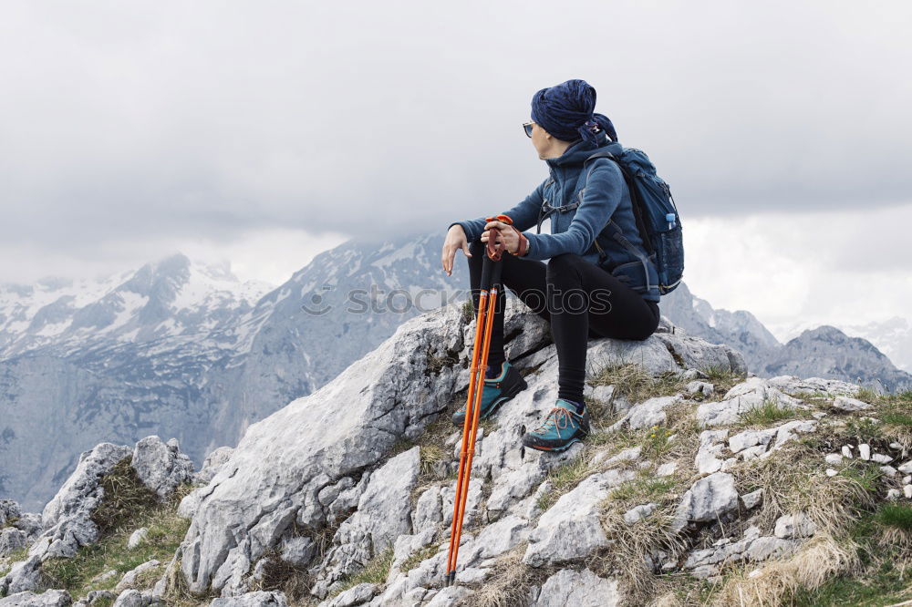 Similar – Young woman on the via ferrata