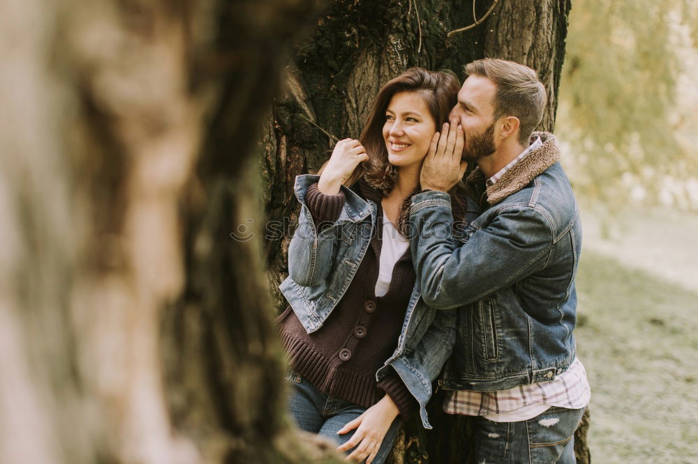 Similar – Image, Stock Photo Young couple cuddling outdoors