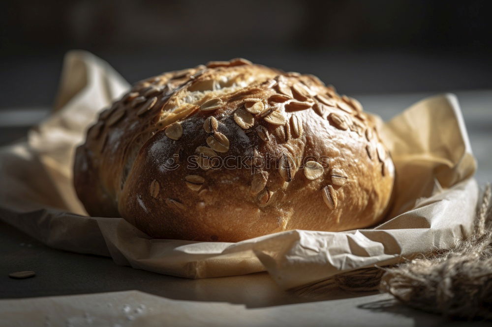 Similar – Image, Stock Photo baked round white wheat bread