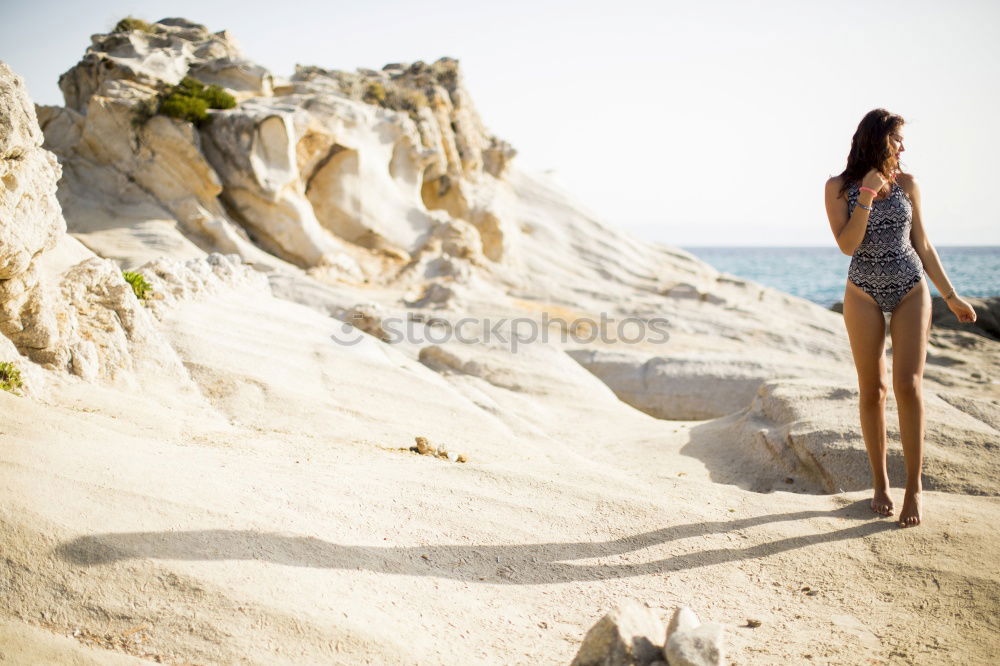 Similar – Image, Stock Photo Mother and little daughter having fun on the beach of the Wall of Puerto Sherry