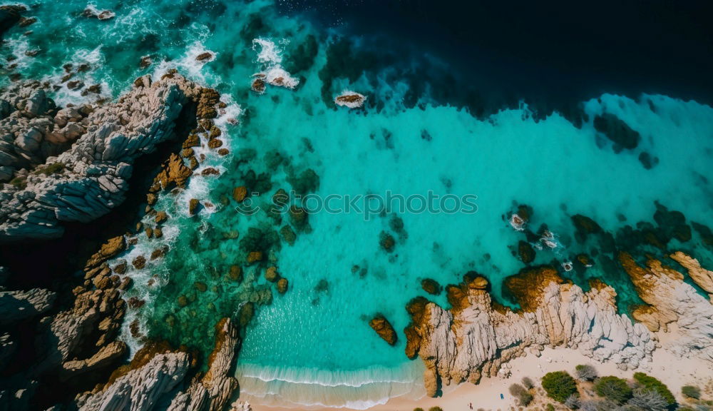 Similar – Lonely bay with white sand beach and turquoise sea from above