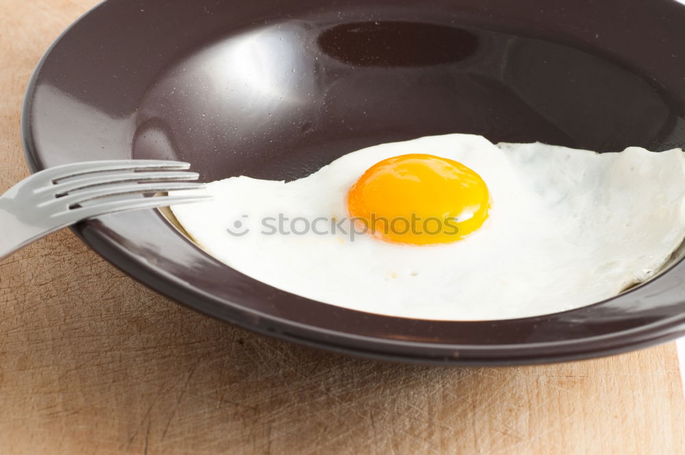 Fried egg in a old frying pan