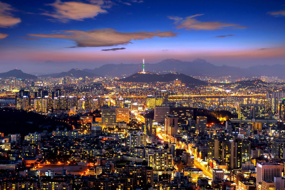 Similar – Image, Stock Photo Panoramic night view of Malaga city, Spain