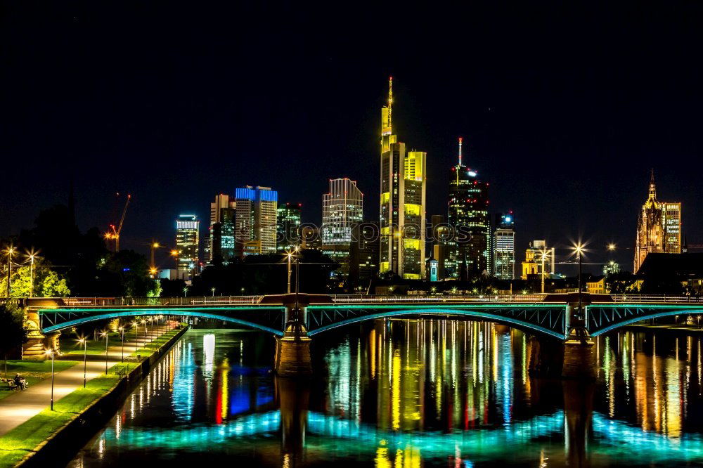 Frankfurt Main skyline at night