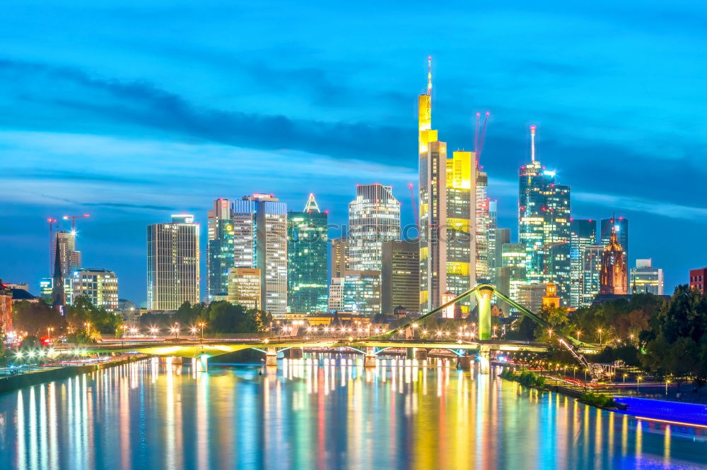 Similar – Düsseldorf evening skyline