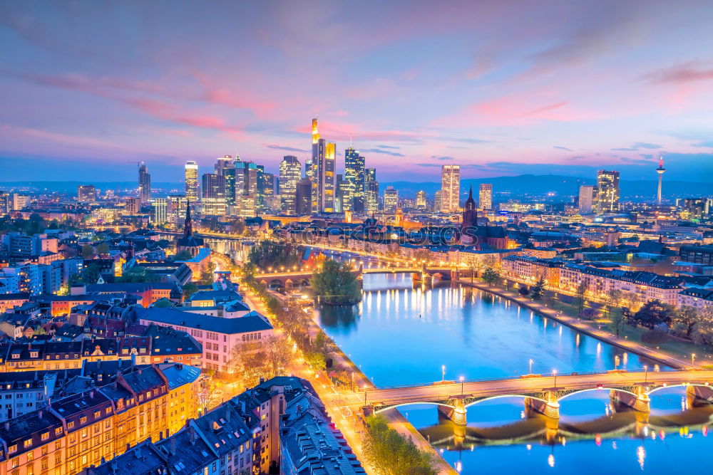 Similar – Düsseldorf evening skyline