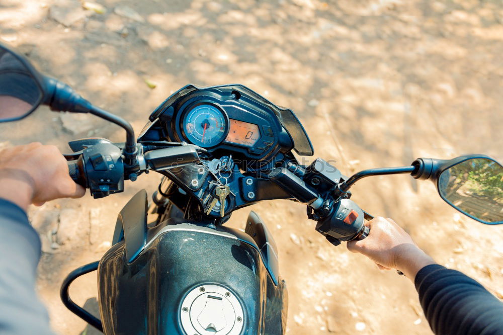 Similar – Man riding custom motorbike