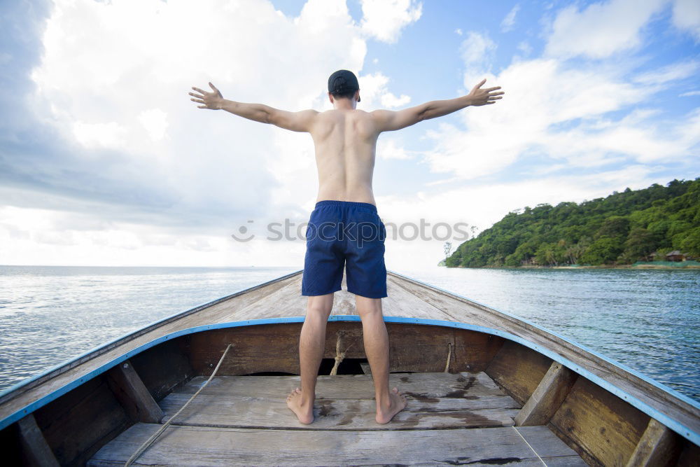 Similar – Image, Stock Photo Crop male hand on background of ocean
