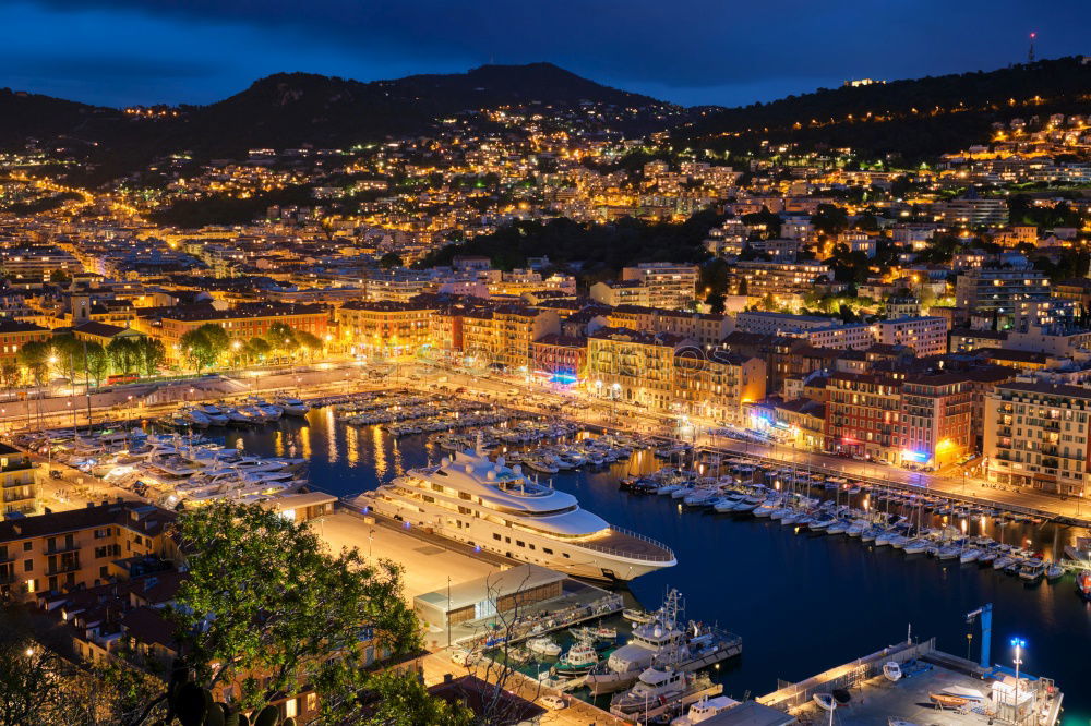 Similar – Panoramic view of Naples city by night, Italy