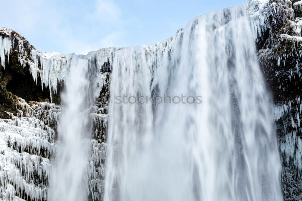 Similar – Image, Stock Photo Closeup of frozen waterfall Godafoss in Iceland