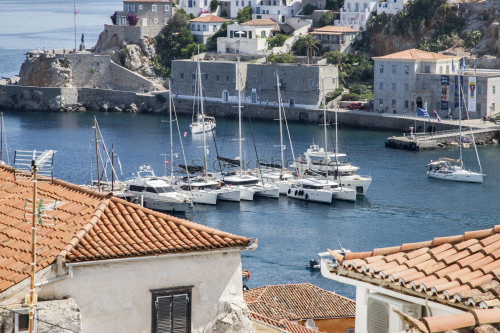 Similar – Image, Stock Photo Greek flag on the beach. Beach houses.