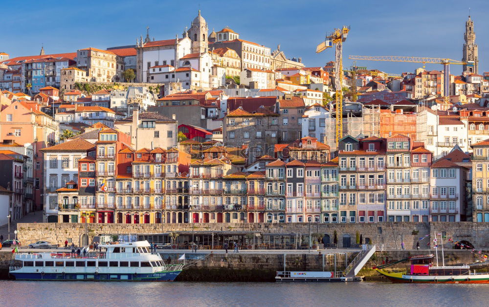 Historic architecture by Douro river in Porto, Portugal