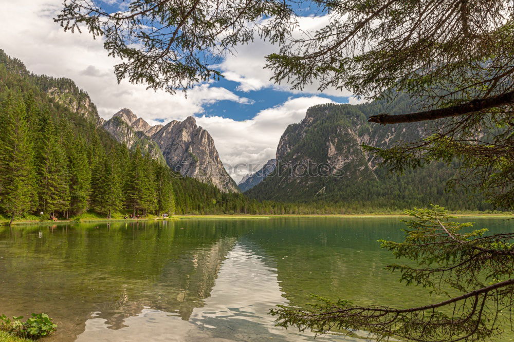 Similar – Wooden dock on lake in mountains