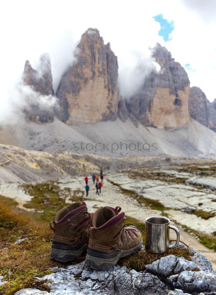 Similar – Woman tourist in mountains