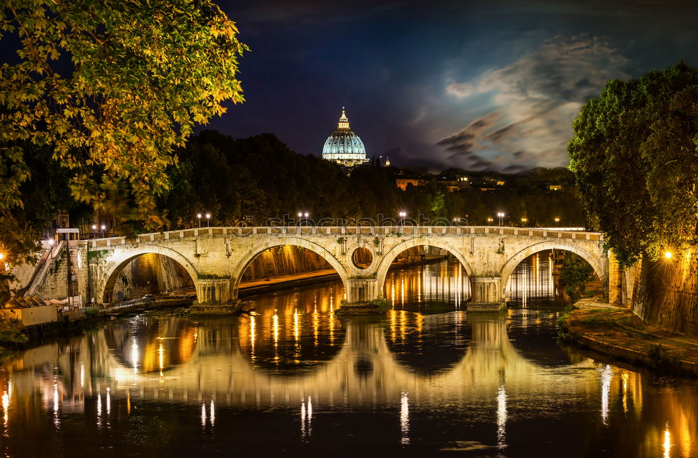 Similar – Dome of St. Peter’s Cathedral with Tiber and bridge at sunset