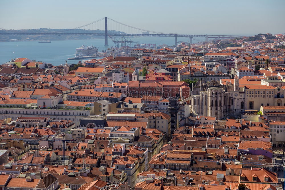 Similar – Aerial View Of Lisbon Skyline And 25th April Bridge In Portugal