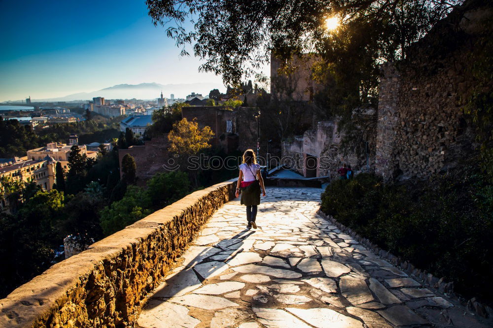 Similar – Image, Stock Photo Woman walking upstairs on street