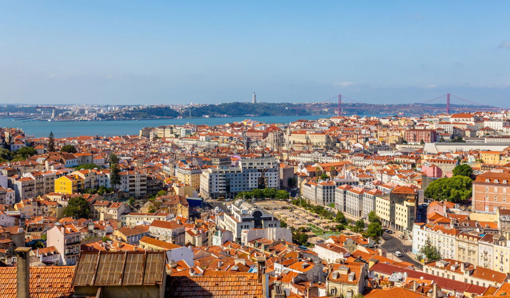 Similar – Aerial View Of Lisbon Skyline And 25th April Bridge In Portugal