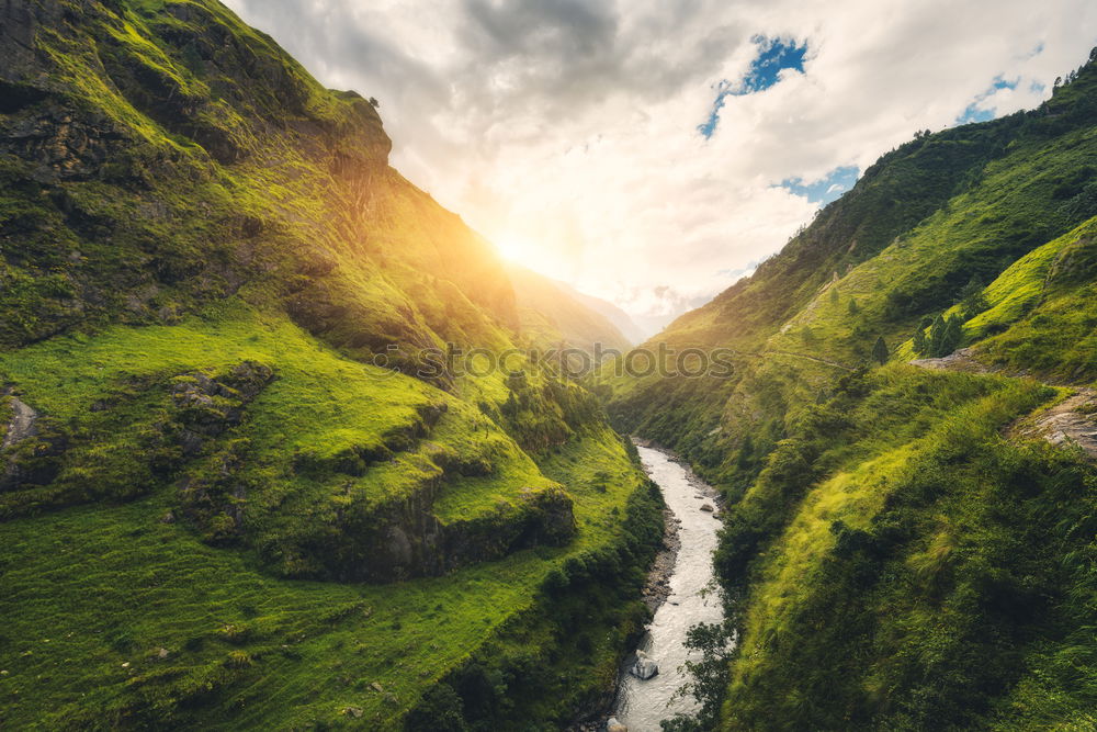 Similar – Breathtaking view of lake in mountains