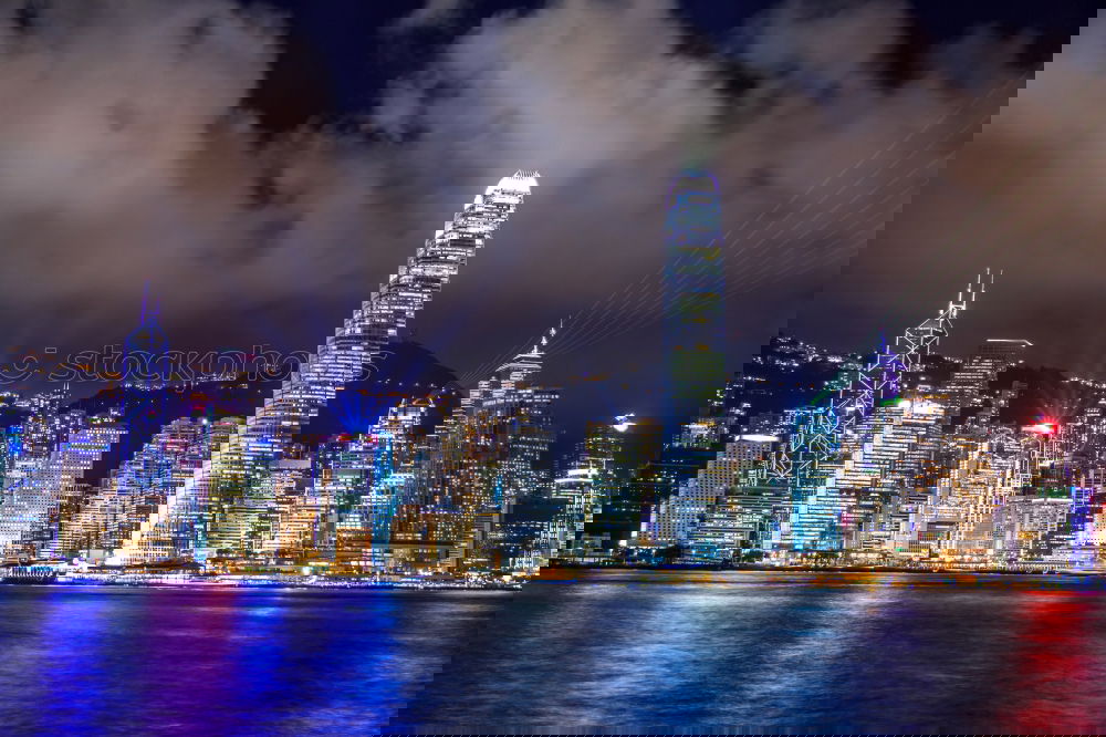 Similar – Image, Stock Photo Blue hour in Hong Kong with skyline