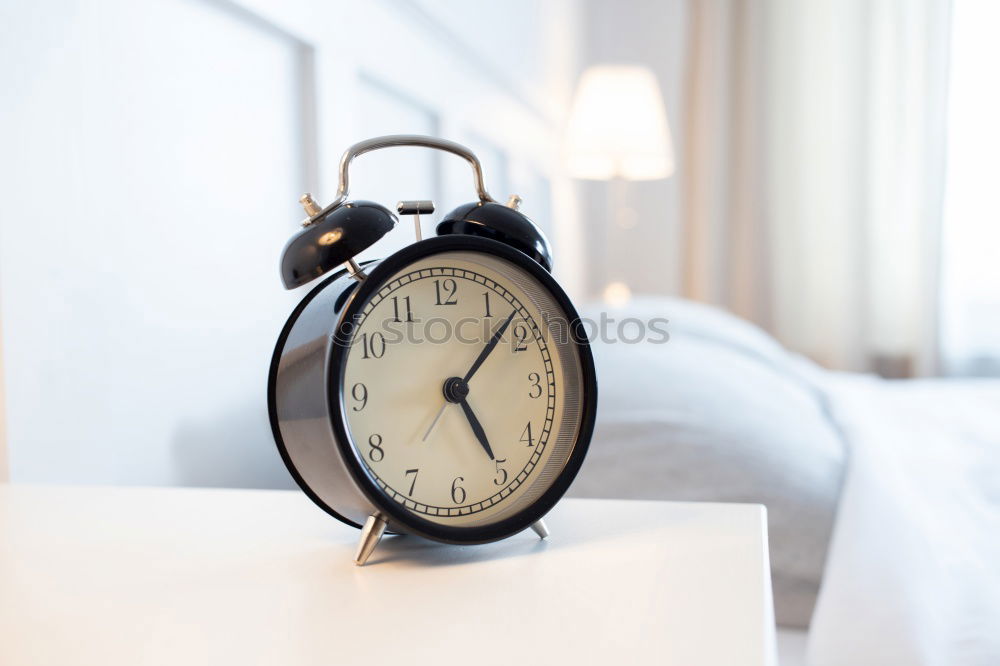 Similar – Wecker um 7 Uhr morgens im Schlafzimmer, Aufwachkonzept