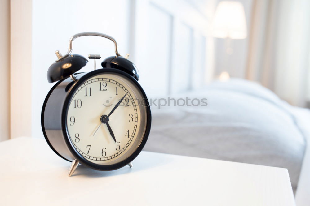 Similar – dog on bed with white sheets and alarm clock