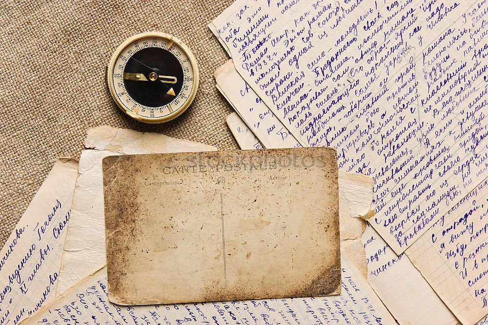 Similar – Image, Stock Photo old paper picture lying on a diary page