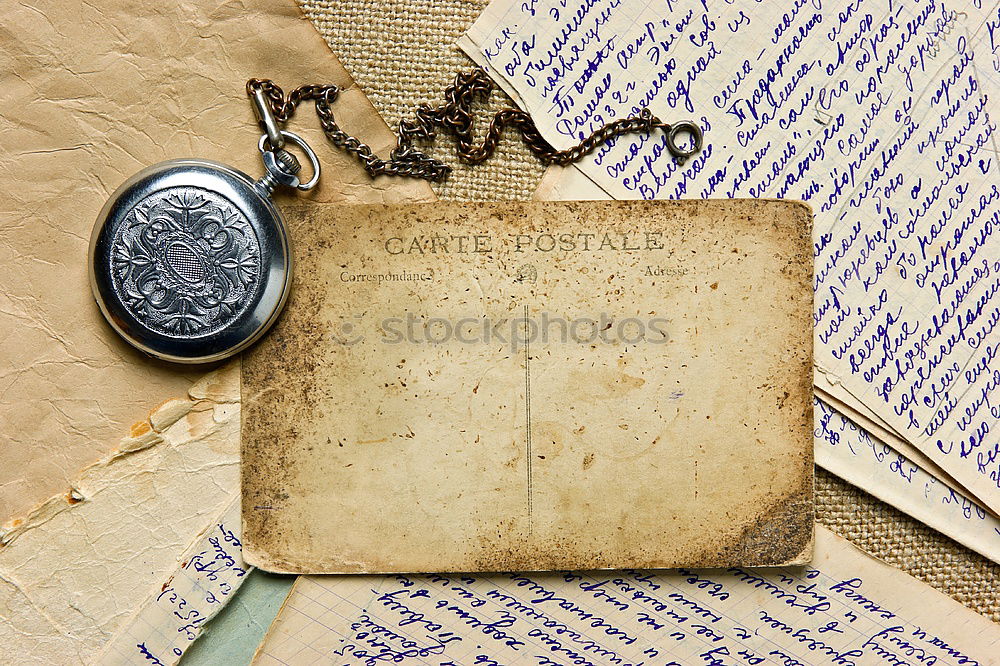 Similar – Image, Stock Photo old paper picture lies on a diary page, written in old German