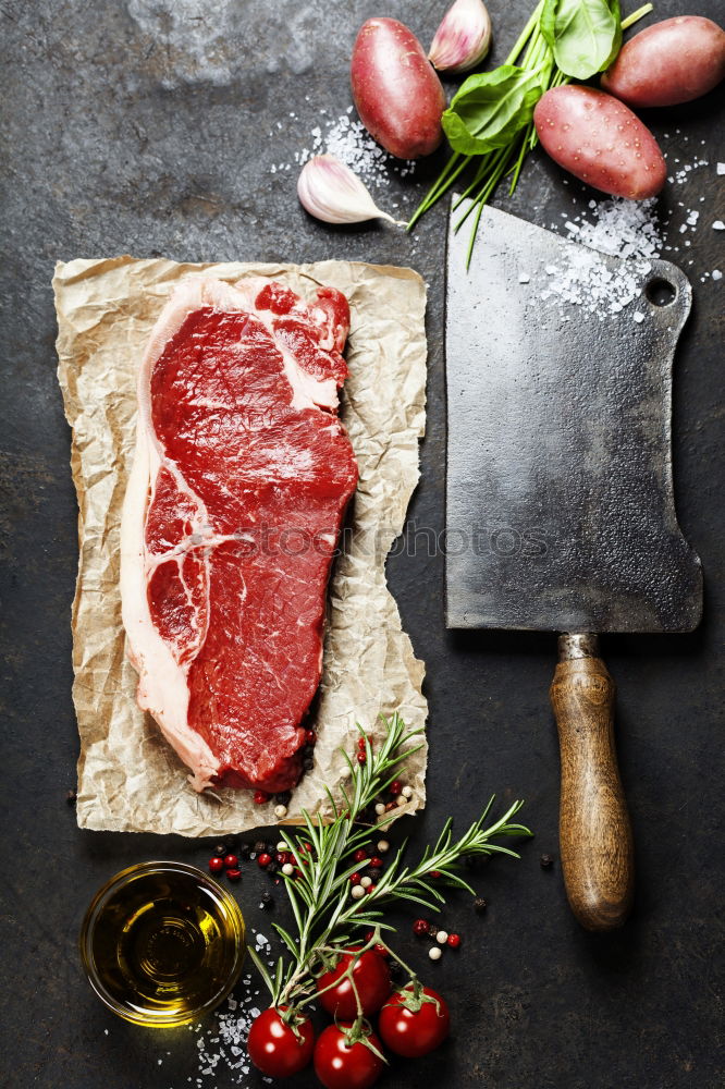 Similar – Image, Stock Photo Empty plates with lamb chop preparation