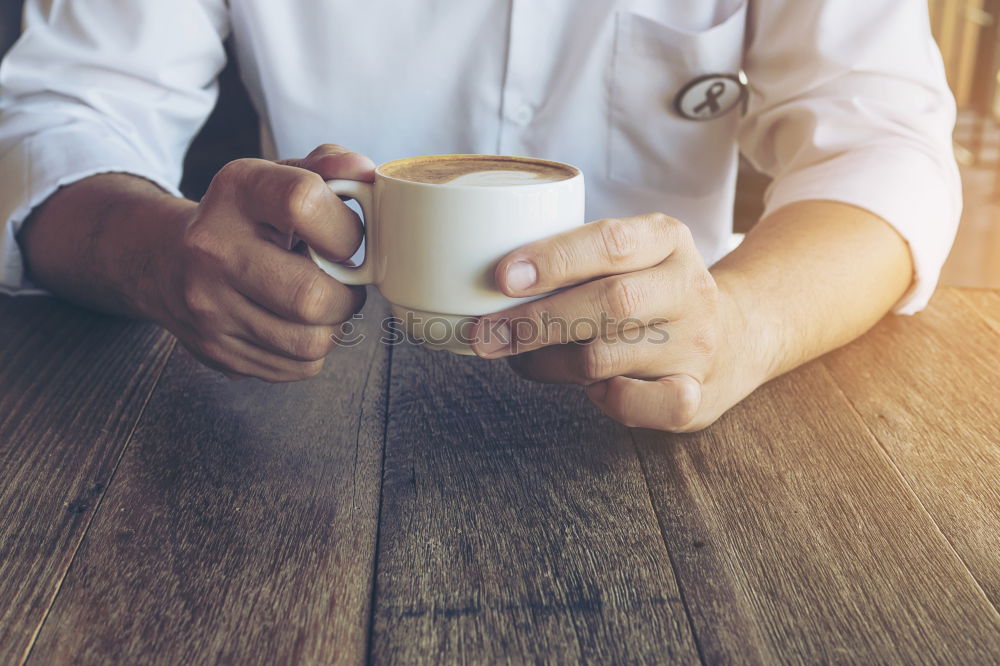 Image, Stock Photo Man stirs with spoon in coffee