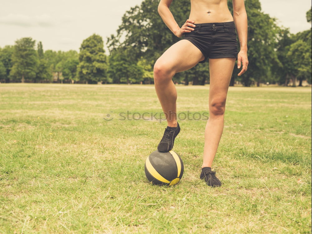 Similar – Image, Stock Photo Young Woman working out outdoors and having fun