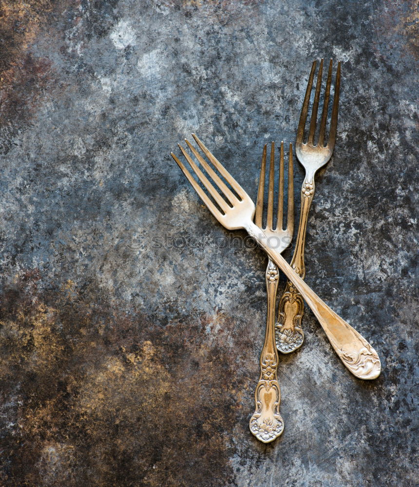 Similar – Spoon and fork on the plate framed with spices