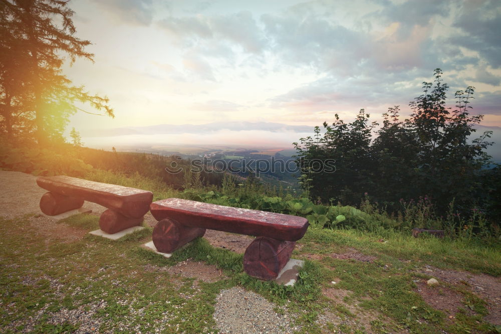 Similar – View of the Nockberge mountains from a bench