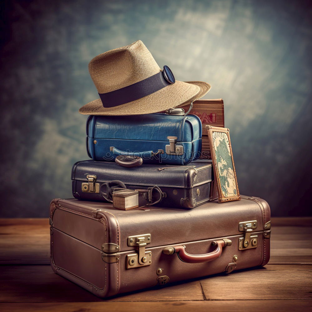 Similar – Boy with suitcase on the road