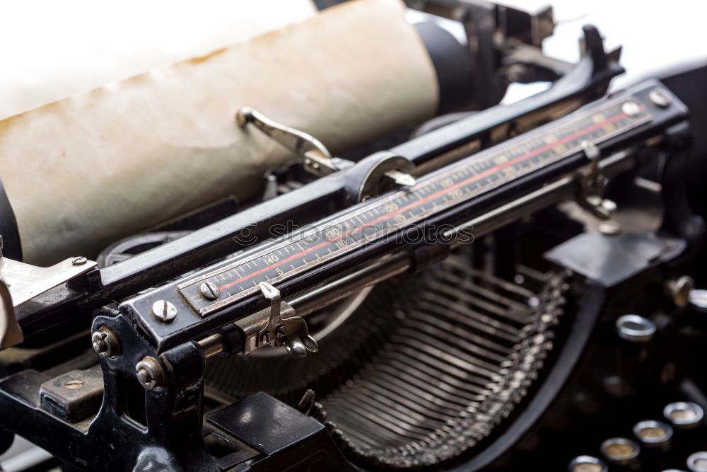 Image, Stock Photo The German word test result negative written with an old mechanical typewriter with red-black ribbon in black color on a white sheet of paper