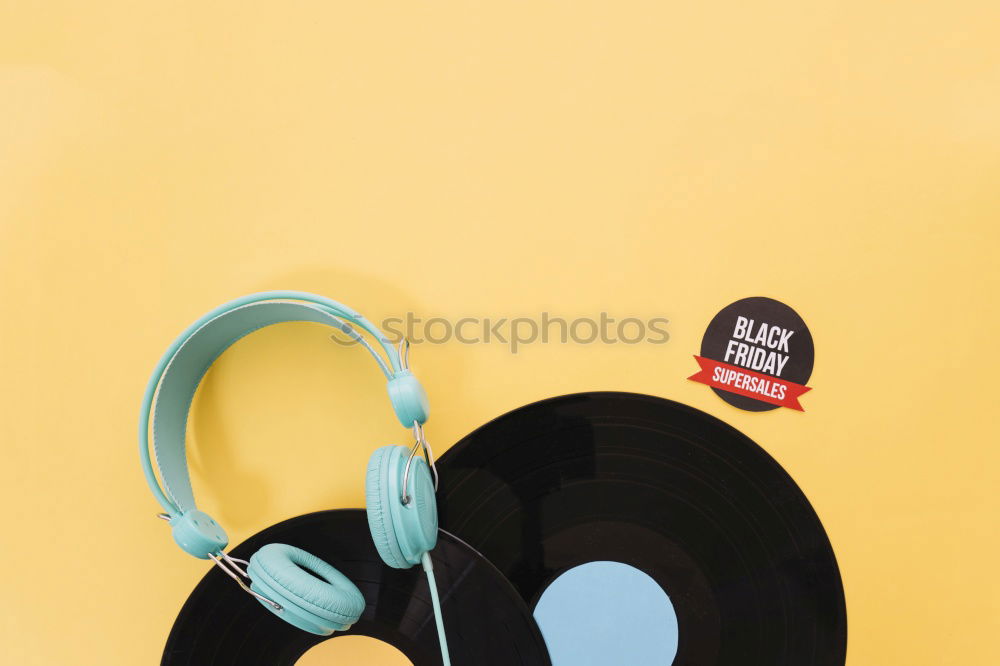 Similar – Image, Stock Photo black headphones and shopping bag