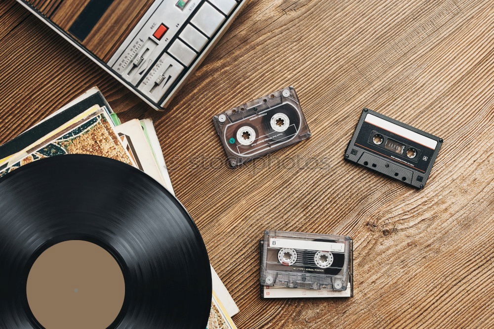 Similar – Vintage headphones and audio cassette