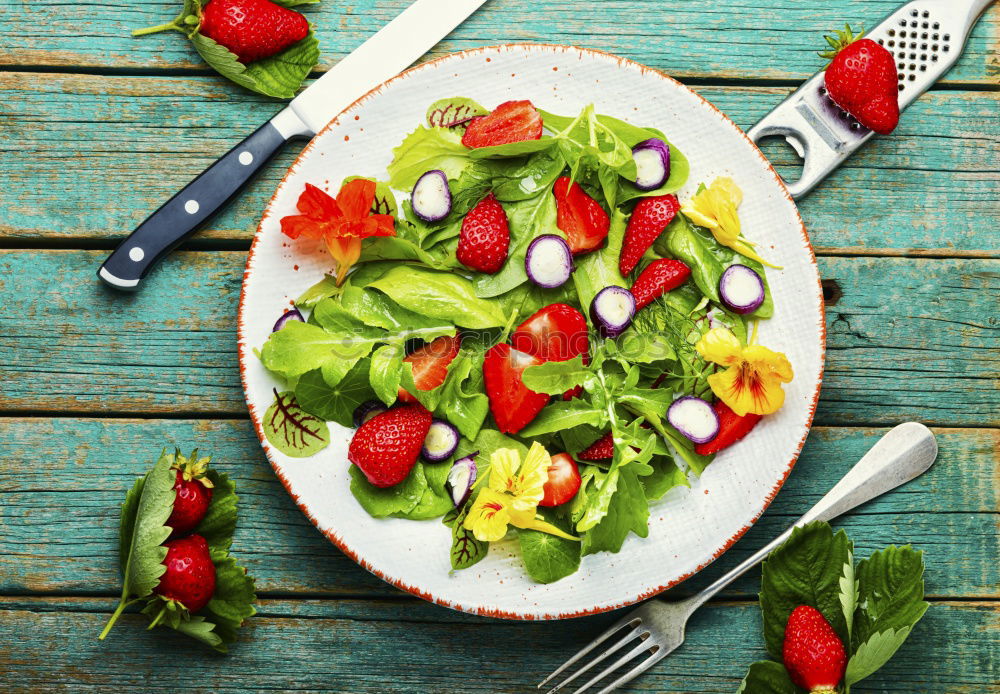 Similar – Image, Stock Photo Spring flowers salad