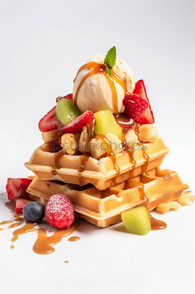 Similar – Image, Stock Photo Breakfast belgian with waffles with ice