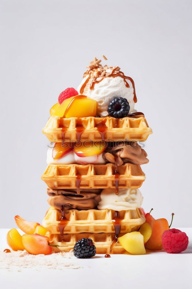Similar – Image, Stock Photo Breakfast belgian with waffles with ice