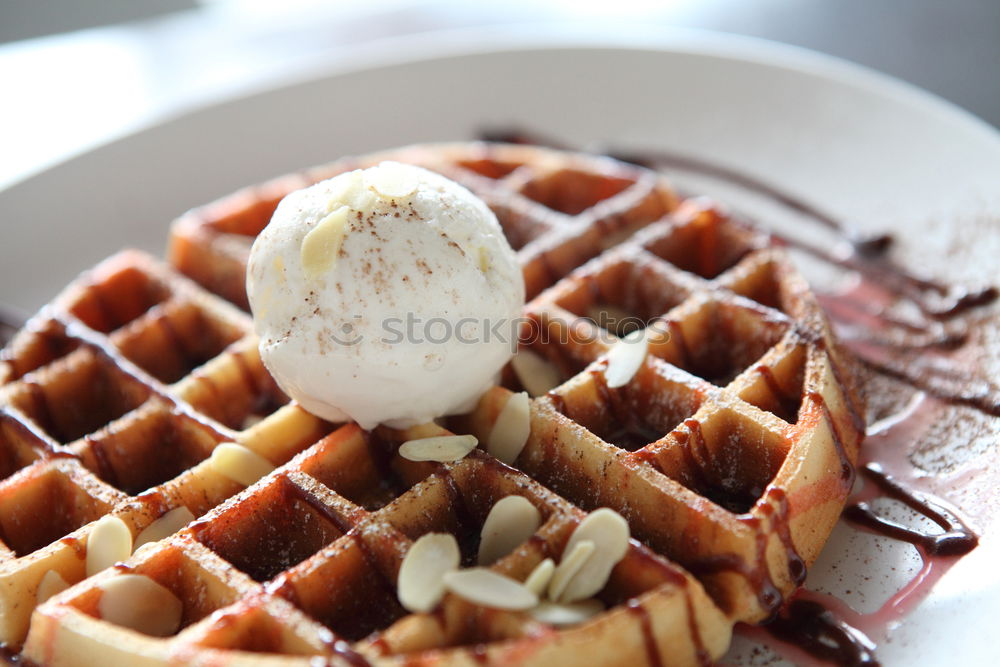 Similar – Image, Stock Photo Breakfast belgian with waffles with ice