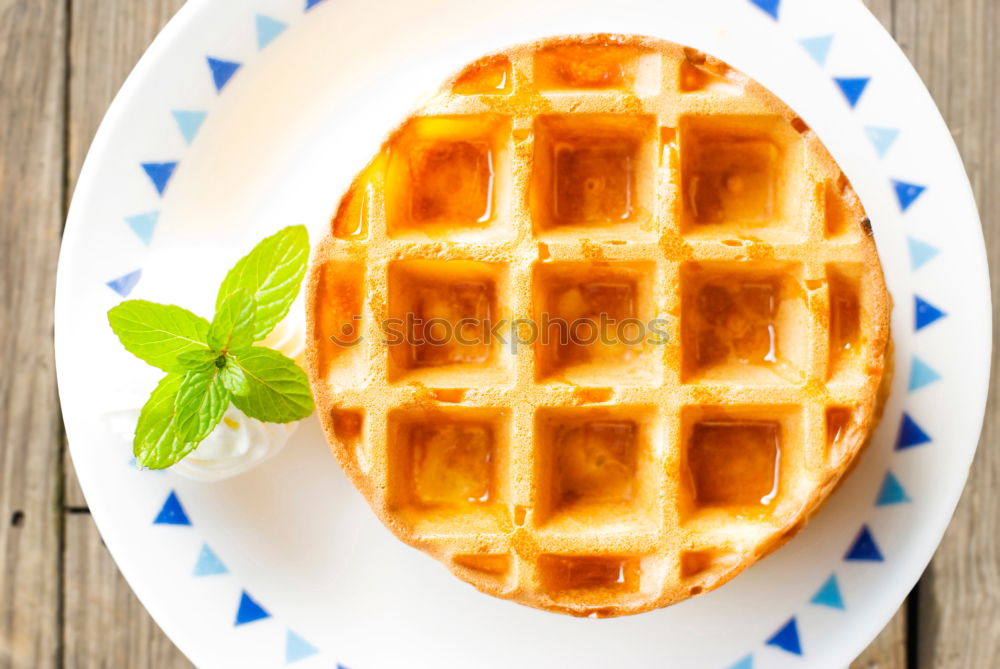 Similar – Breakfast belgian with waffles with ice cream