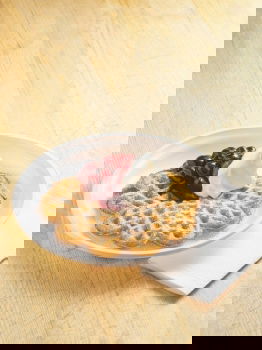 Similar – Image, Stock Photo Breakfast belgian with waffles with ice