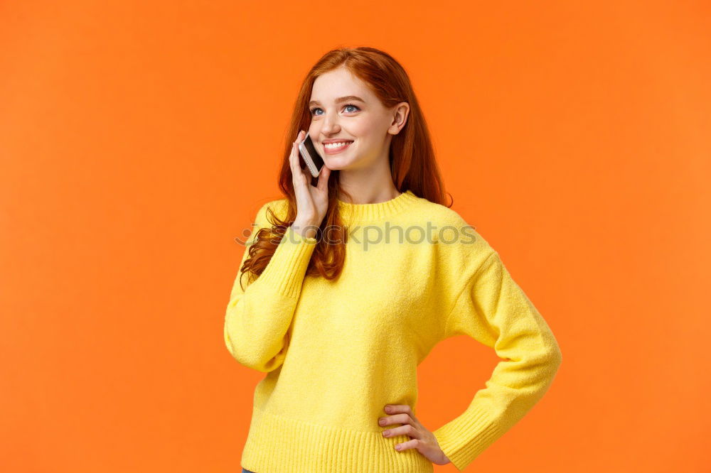 Similar – Image, Stock Photo Portrait of beautiful young woman using mobile phone in the street.