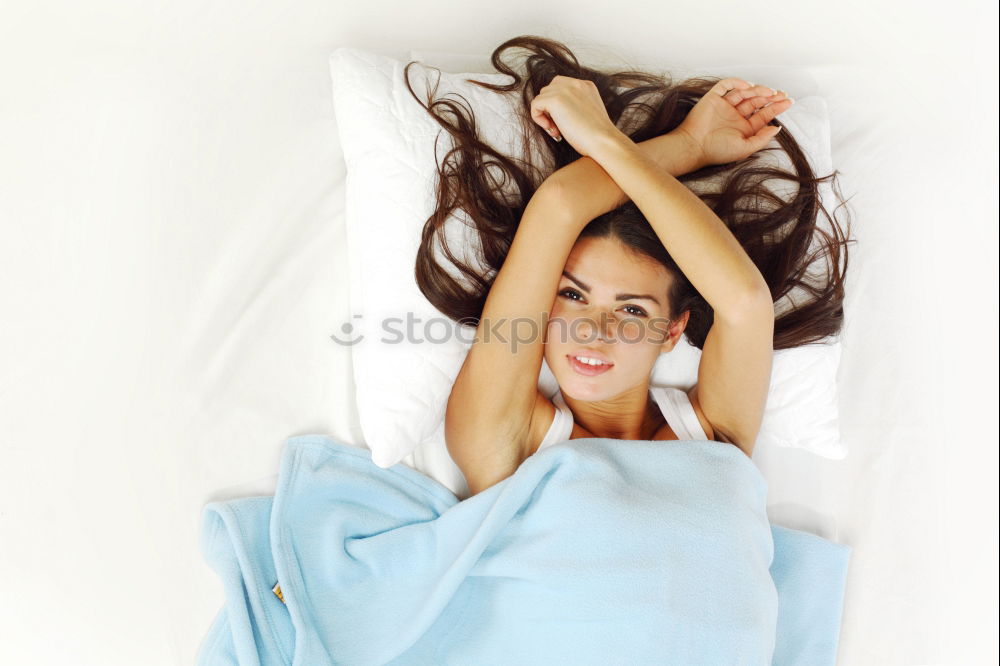 Image, Stock Photo Young beautiful latin woman lying in bed