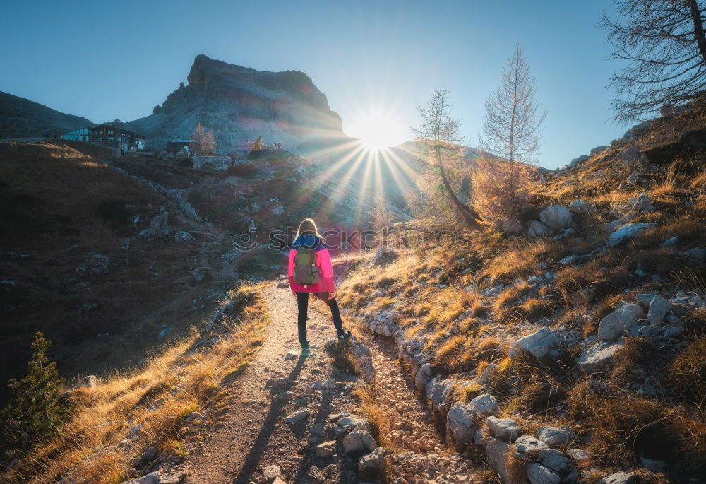 Similar – Image, Stock Photo Hiker on the way to the Memminger Hut