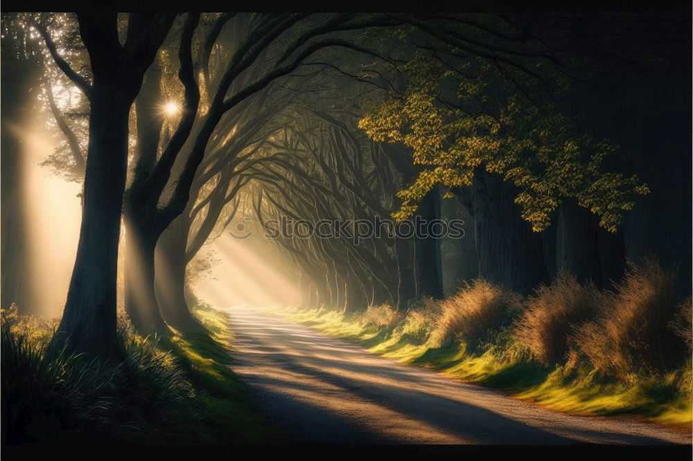 Similar – Landscape of a highway road in the foggy autumn morning