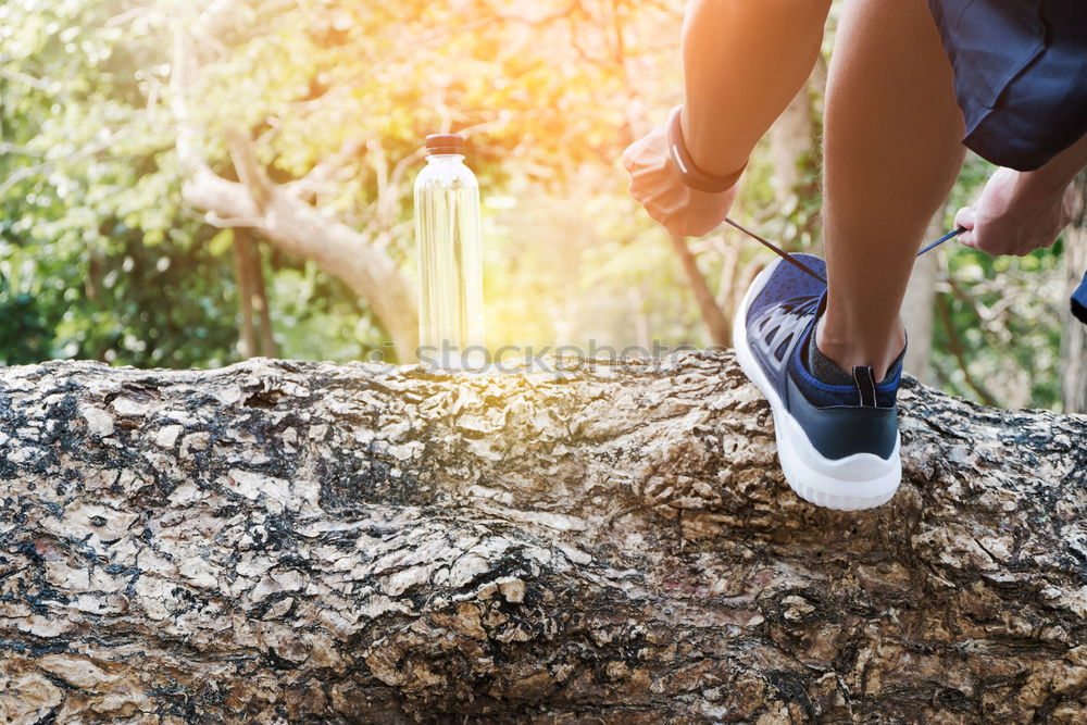 Similar – Image, Stock Photo Feet of man participating in trail race