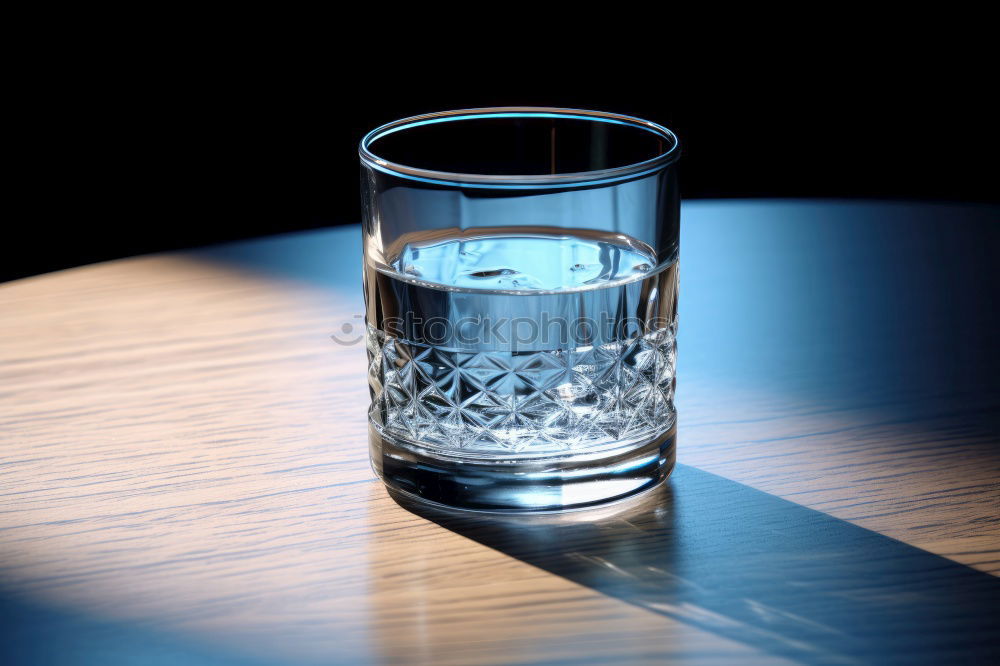 Similar – Empty glass on blue and white tablecloth in the beer garden